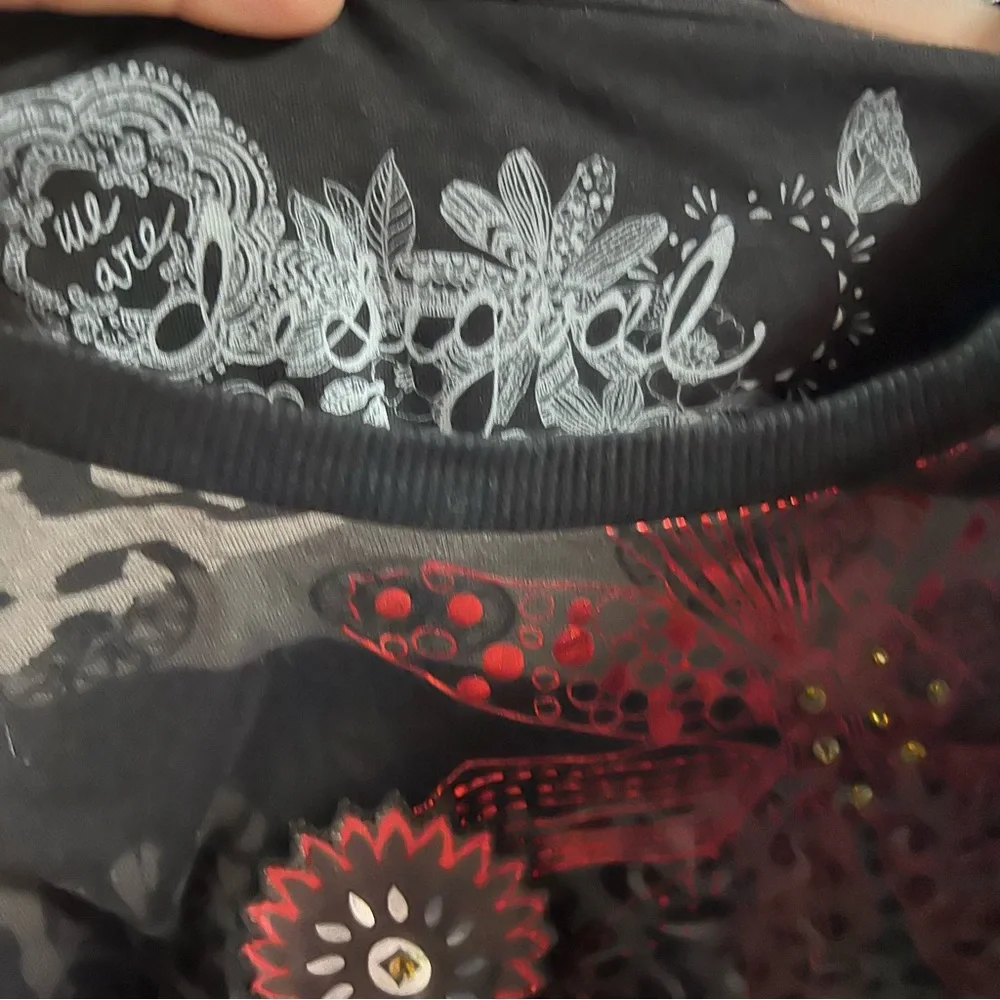 DESIGUAL Overprinted Long Sleeve Embellished Tunic, XS - Picture 8 of 9